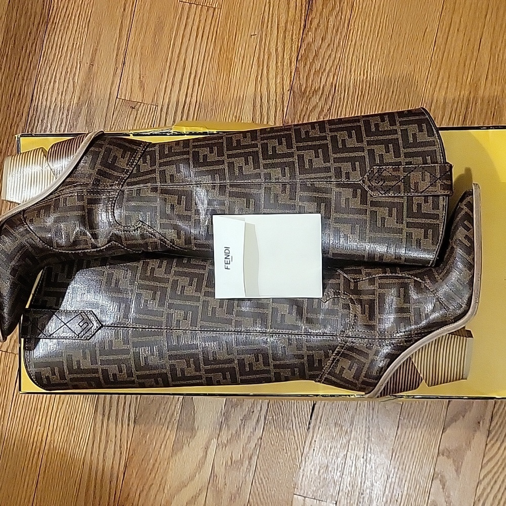 Gently Worn Fendi FF Cowboy Boot 38/ Size 8